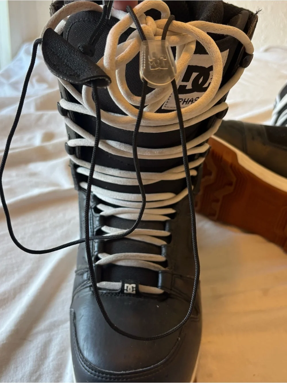 DC Black Snowboard Boots with White Laces